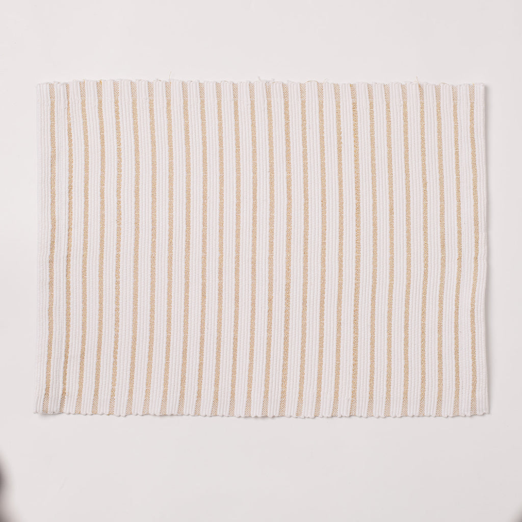 Placemats set of 6 - White with Golden Stripes