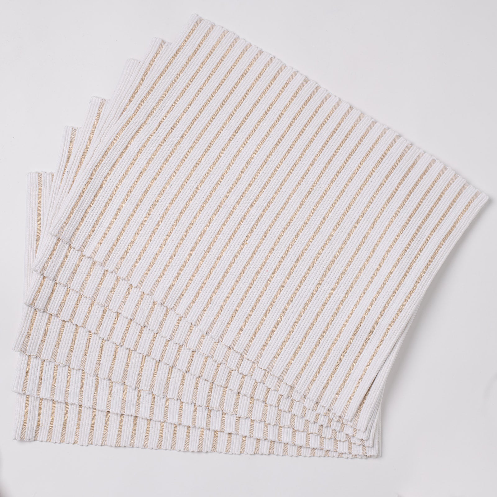 Placemats set of 6 - White with Golden Stripes