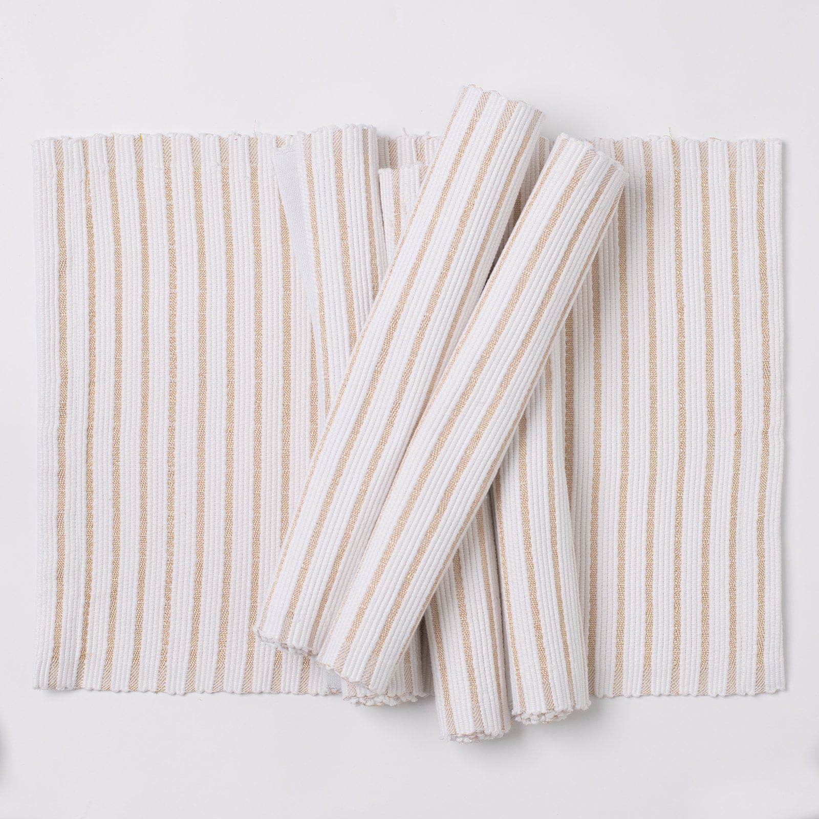 Placemats set of 6 - White with Golden Stripes
