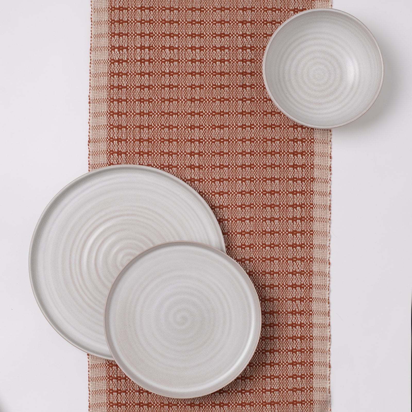 Table Runner - Burnt Umber & White