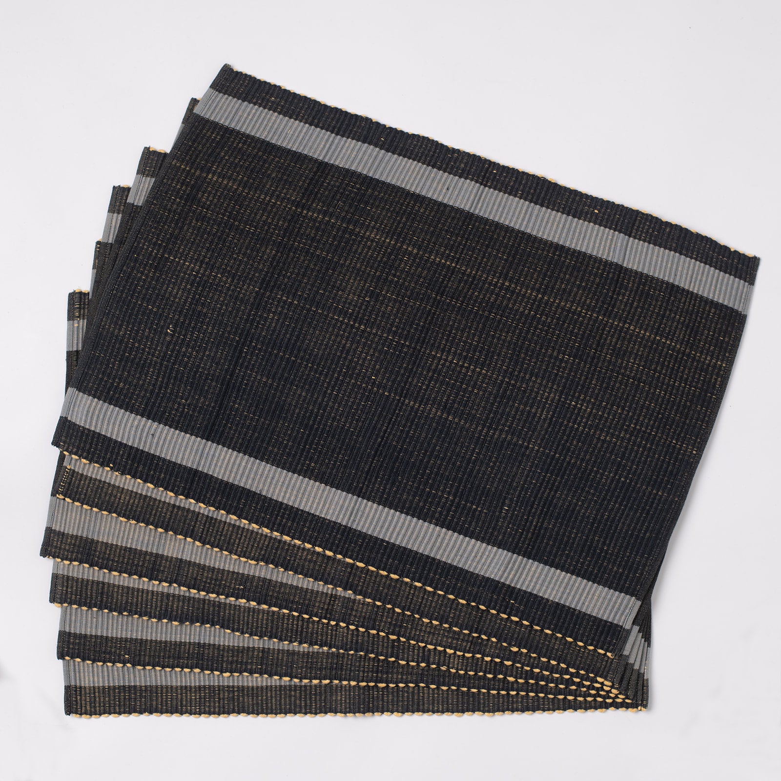 Placemats set of 6 - Black & Gray With Yellow Tone