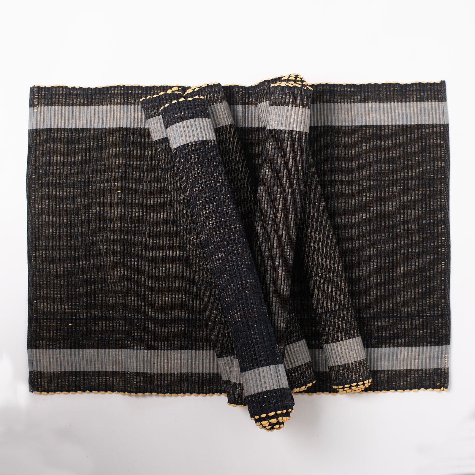 Placemats set of 6 - Black & Gray With Yellow Tone