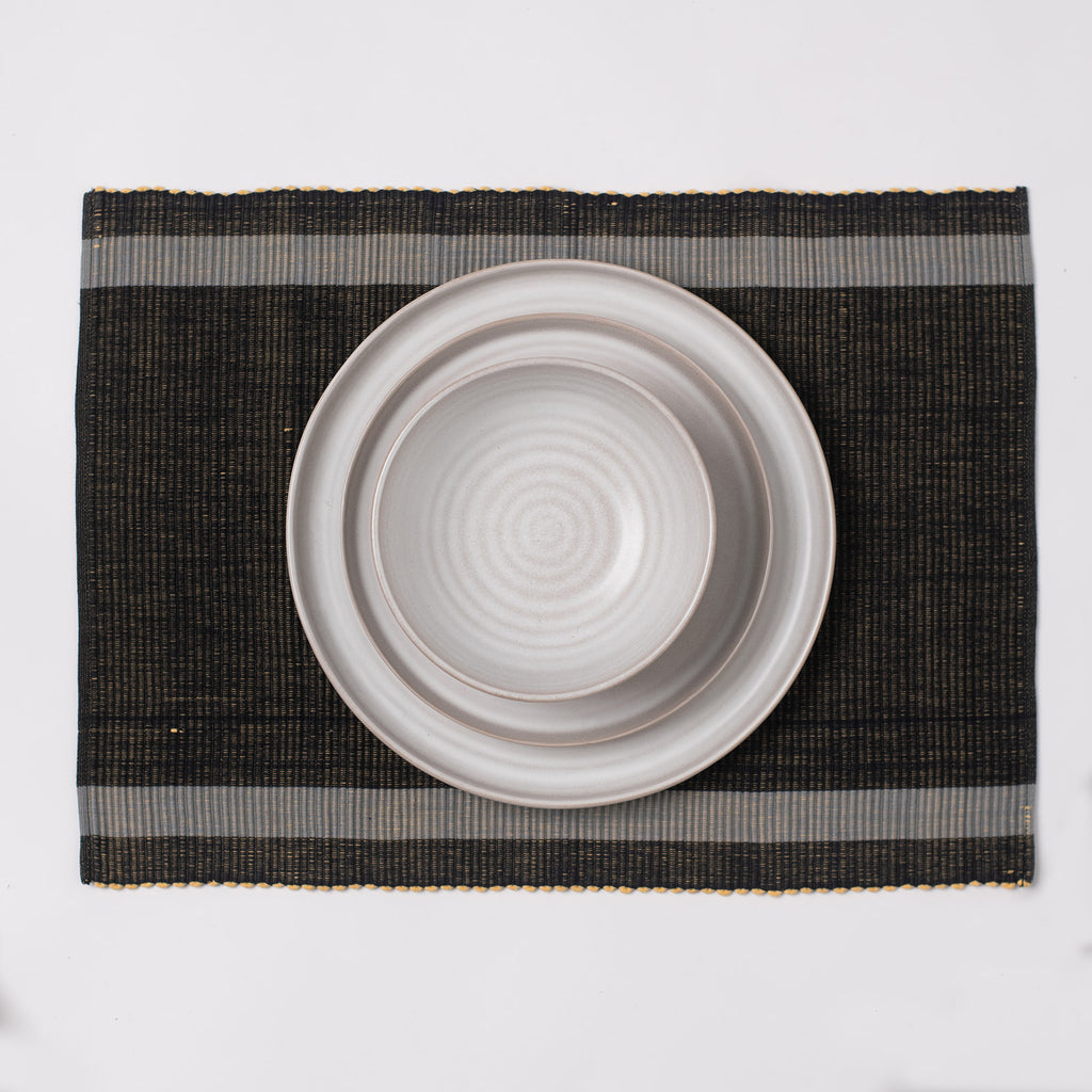 Placemats set of 6 - Black & Gray With Yellow Tone