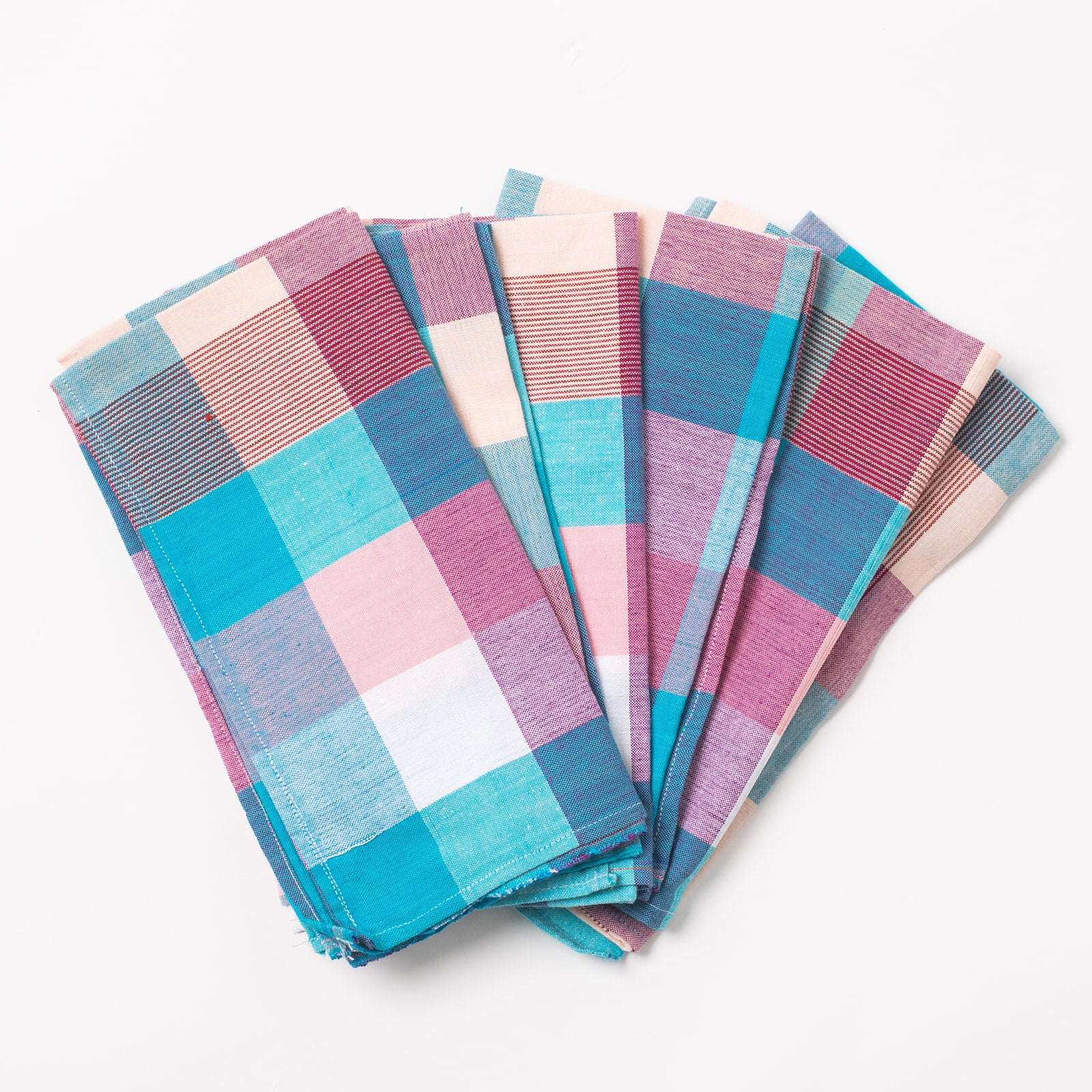 Napkins Set of 6 - Blue, White, & Pink