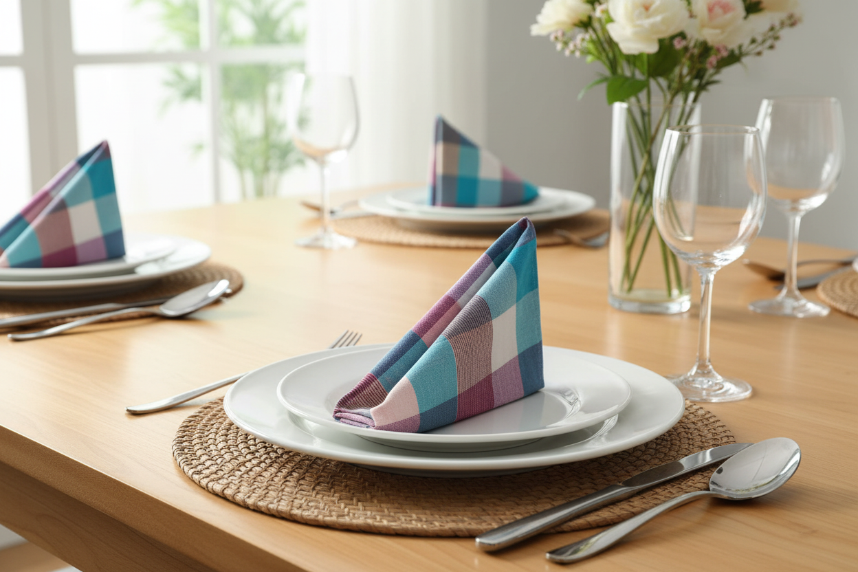 Napkins Set of 6 - Blue, White, & Pink