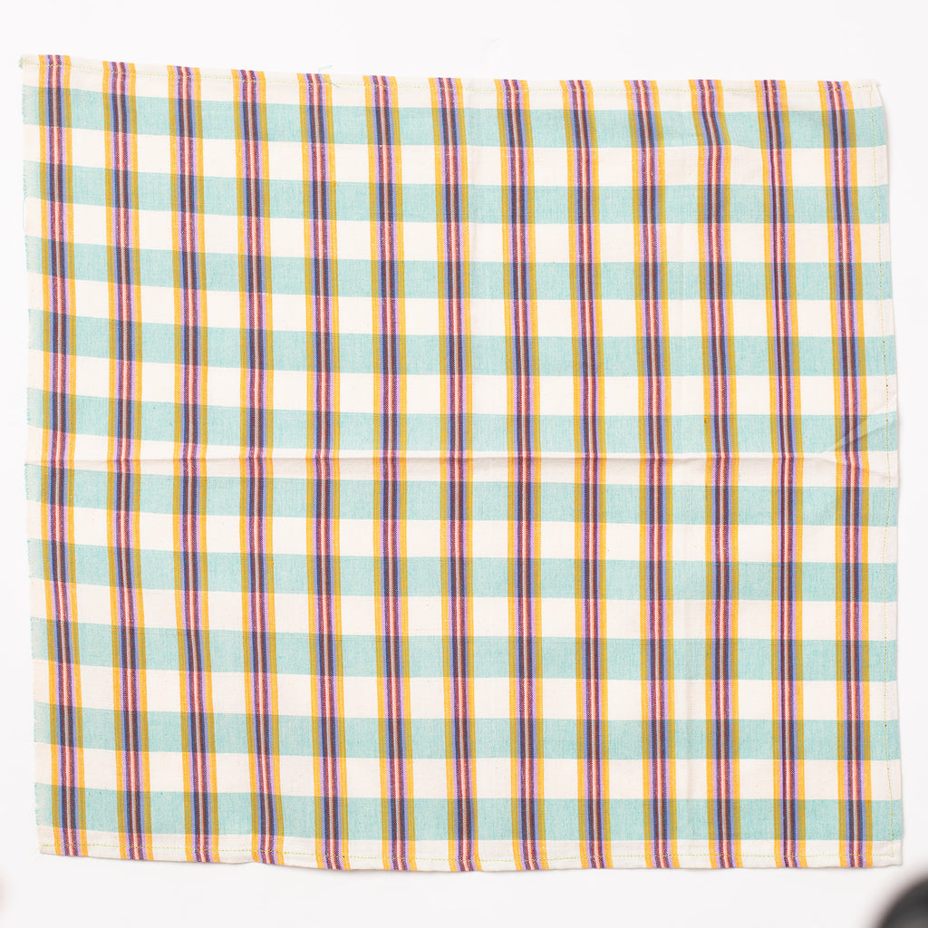 Napkins Set of 6 - Orange & Aqua Blue Checkers