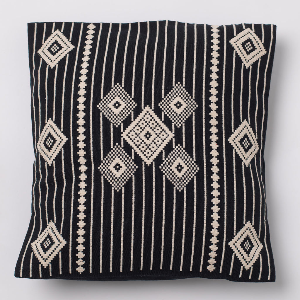 Dumbara Cushion Cover 16" x 16" - Black & White Diamonds