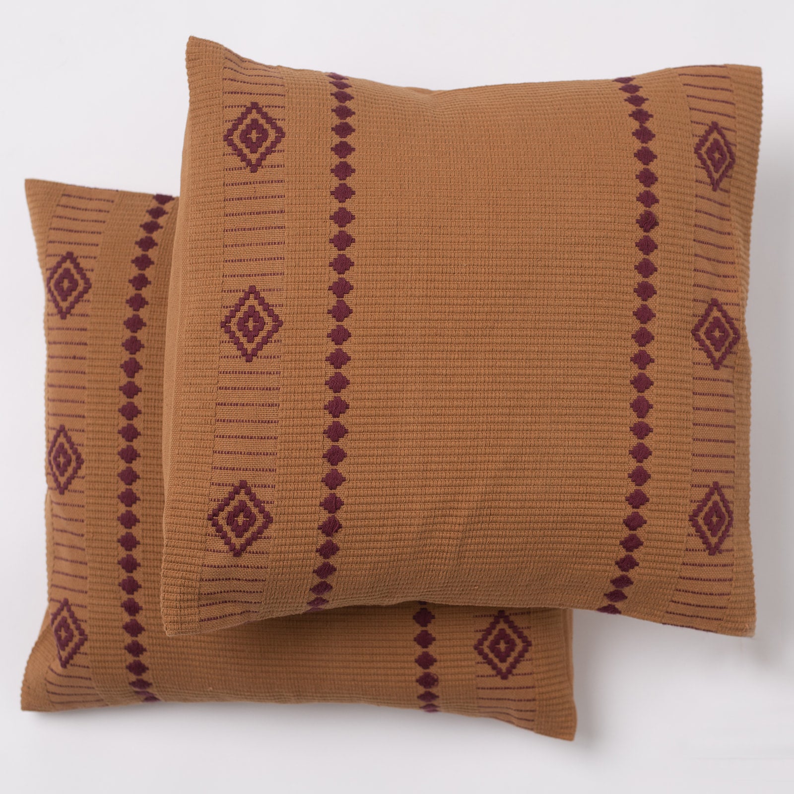 Dumbara Cushion Cover 16" x 16" - Brown & Maroon Diamonds