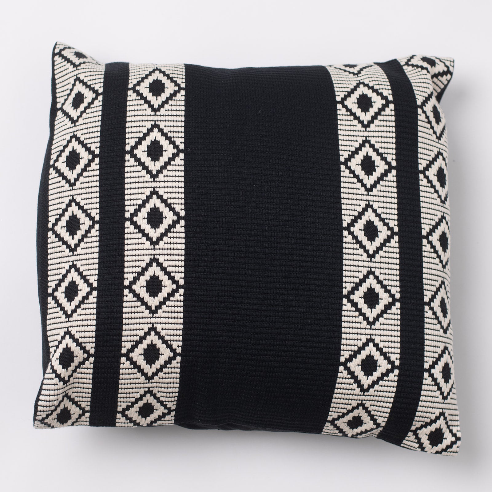 Dumbara Cushion Cover 16" x 16" - Black & White Diamonds Stripes