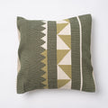 Dumbara Cushion Cover 16" x 16" - Olive Green & White