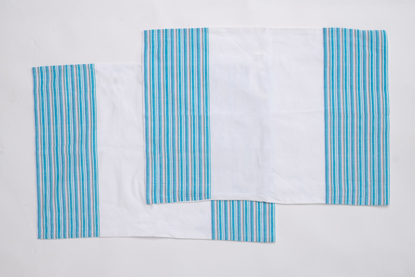 Pillowcases Set of 2 - White & Blue Stripes