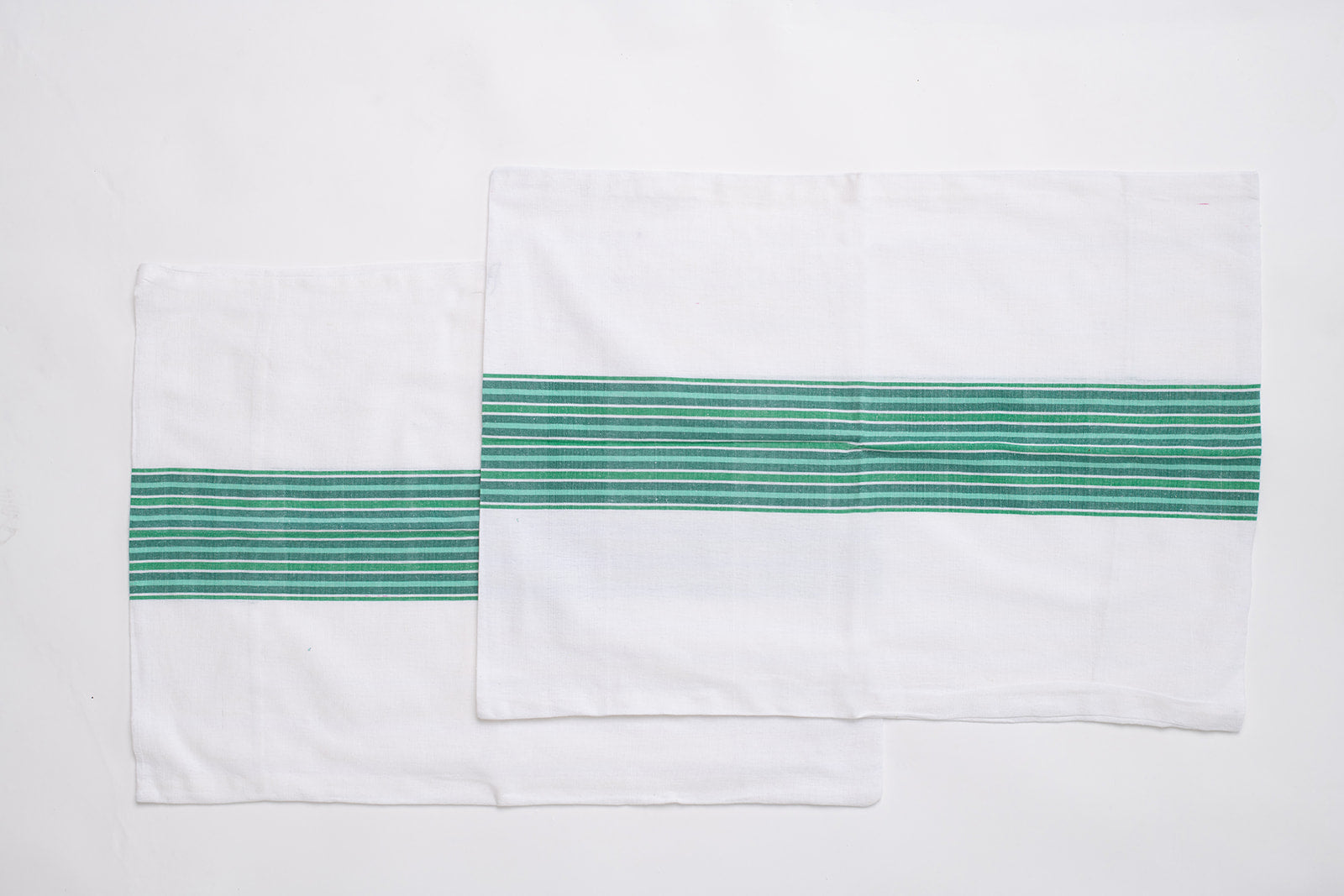 Pillowcases Set of 2 - White & Green Stripes