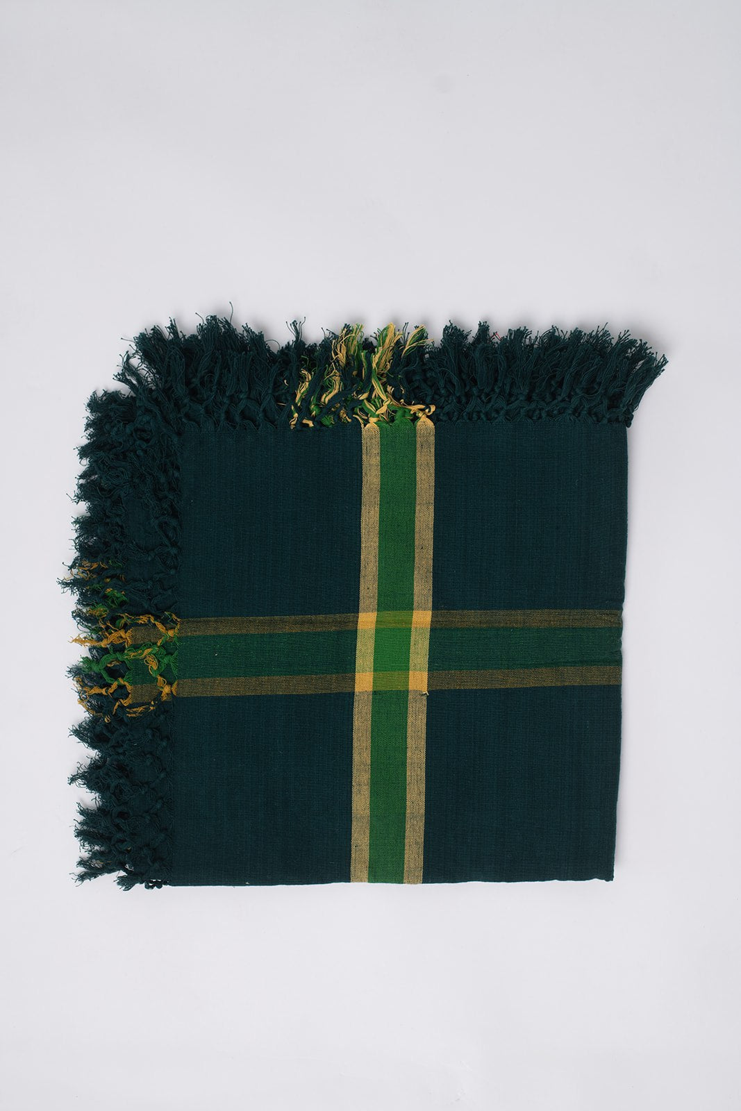 Throw Blanket - Dark Green With Tassels