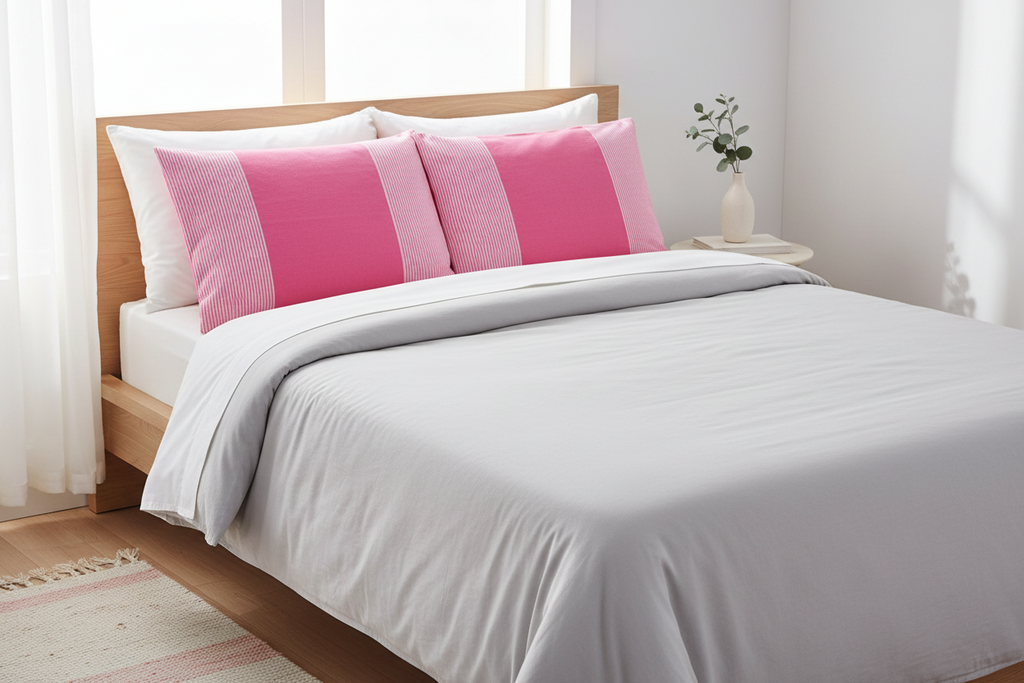 Pillowcases Set of 2 - Pink & White Stripes