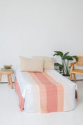Bedsheet Queen Size - Brown, Orange & White Stripes