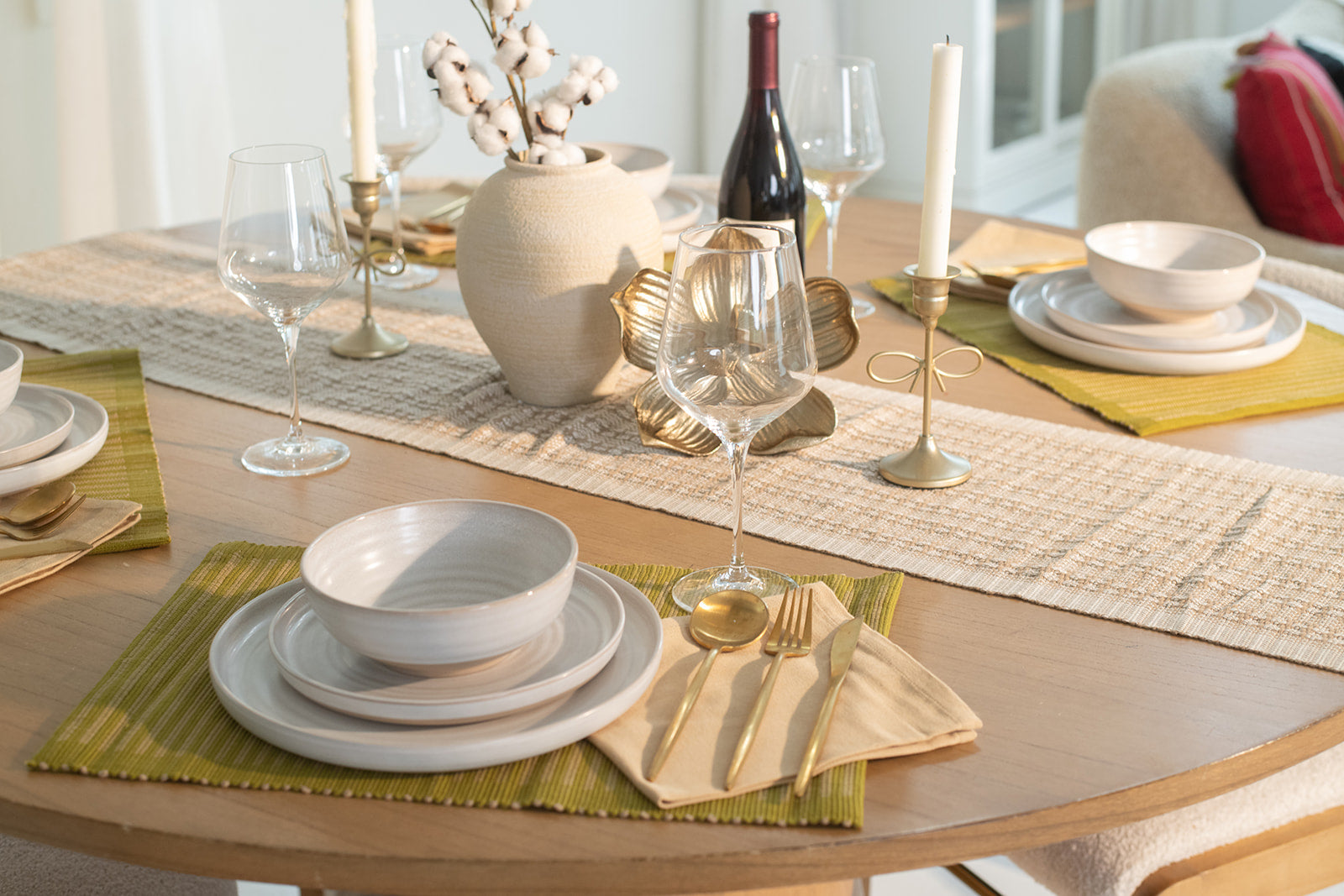 Placemats set of 6 - Olive green