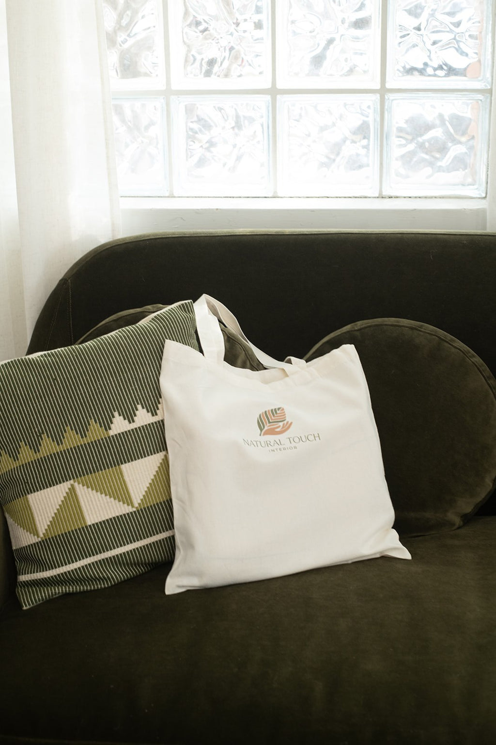 Dumbara Cushion Cover 16" x 16" - Olive Green & White