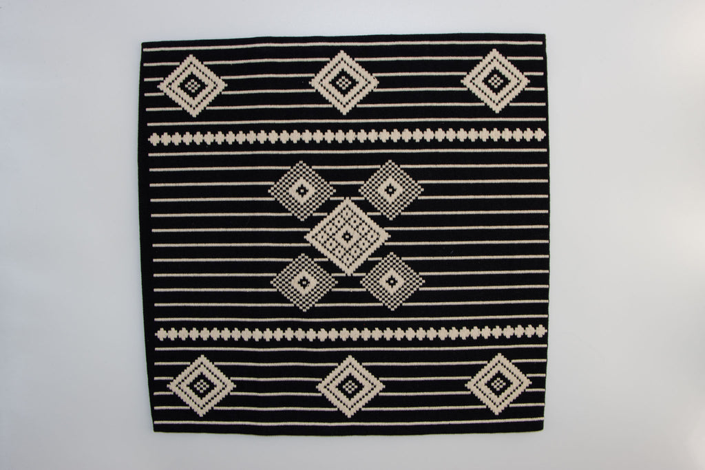 Dumbara Cushion Cover 16" x 16" - Black & White Diamonds