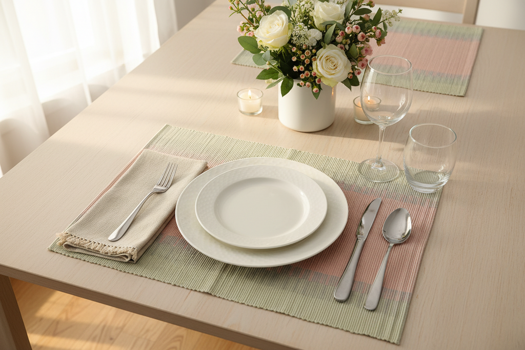Blush & Sage Pastel Placemats set of 6