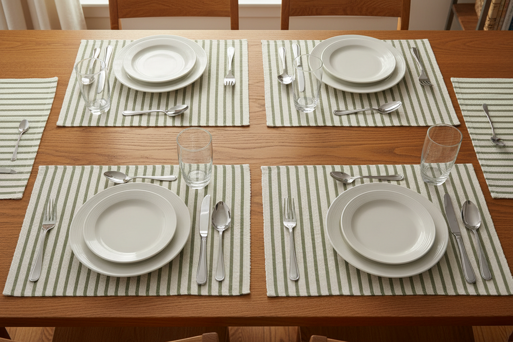 Sage Stripe Woven Placemats set of 6