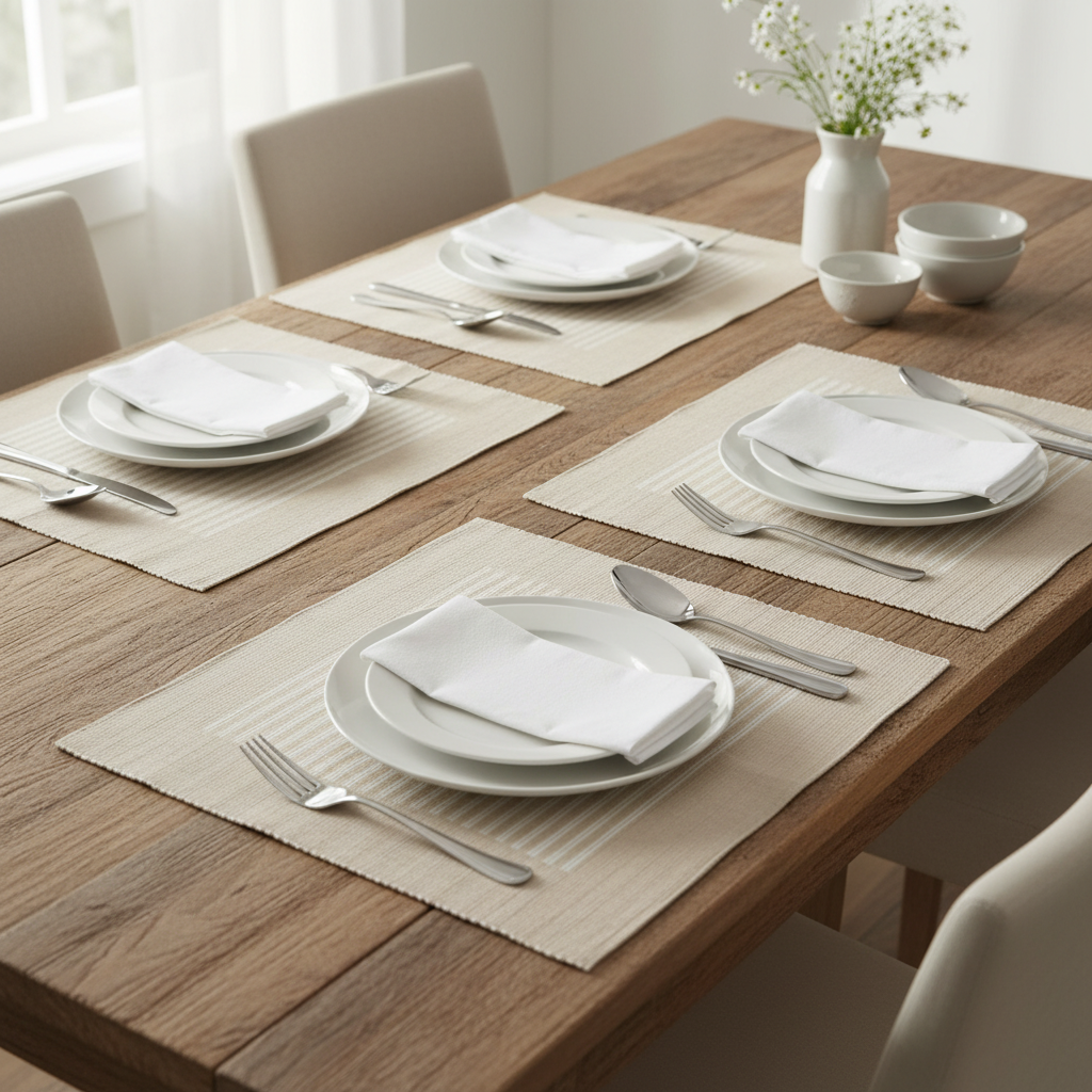Serene Sand Pinstripe Placemats set of 6