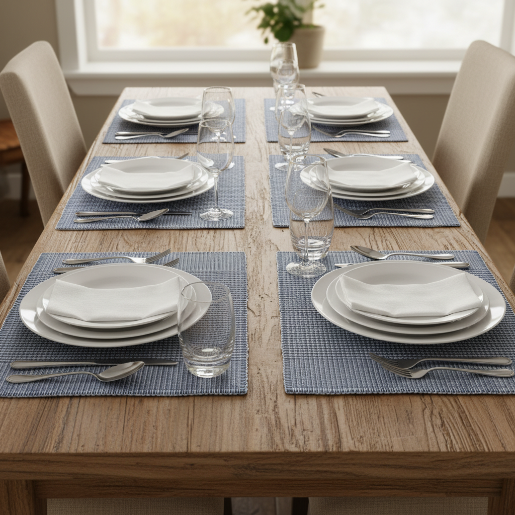 Indigo Tides Geometric Placemats set of 6